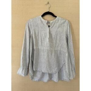 J.Crew Linen-Cotton Striped Popover Top – Size XS